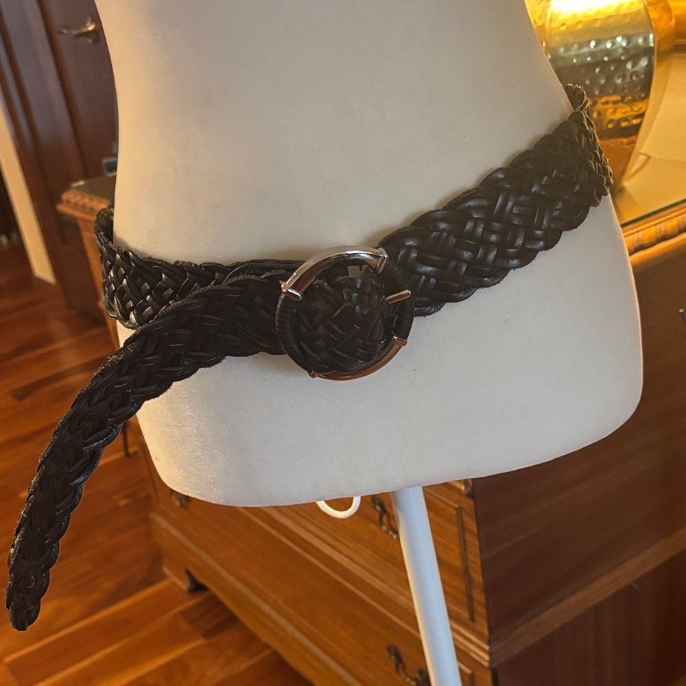Talbots Black Braided Leather Belt - M